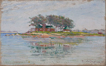 Walter Cole Brigham painting of Cedar Island from Belle Lareau