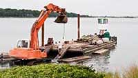 Photo of contruction barge at Taylor's Island